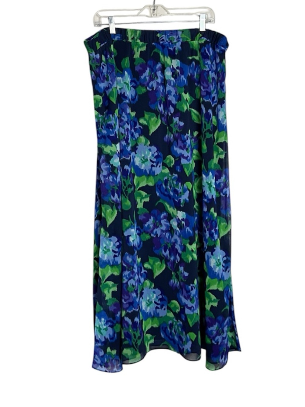 Dark Floral Blue Green Maxi Pull On Stretch Skirt Sz 1X  Whimsigoth Fairy Grunge